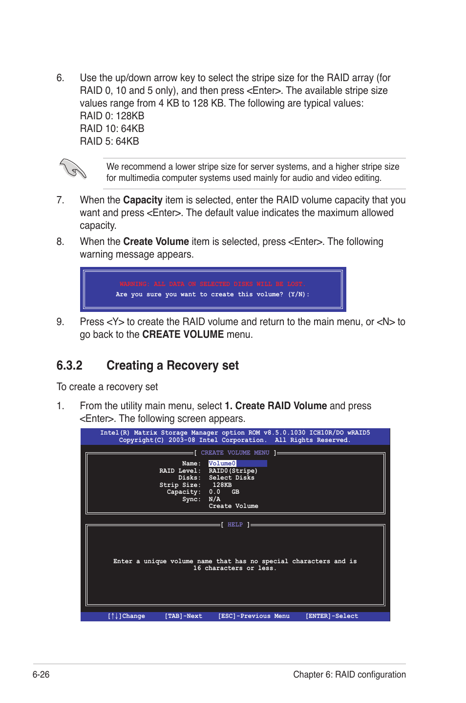 2 creating a recovery set, Creating a recovery set -26 | Asus TS500-E6/PS4 User Manual | Page 132 / 162