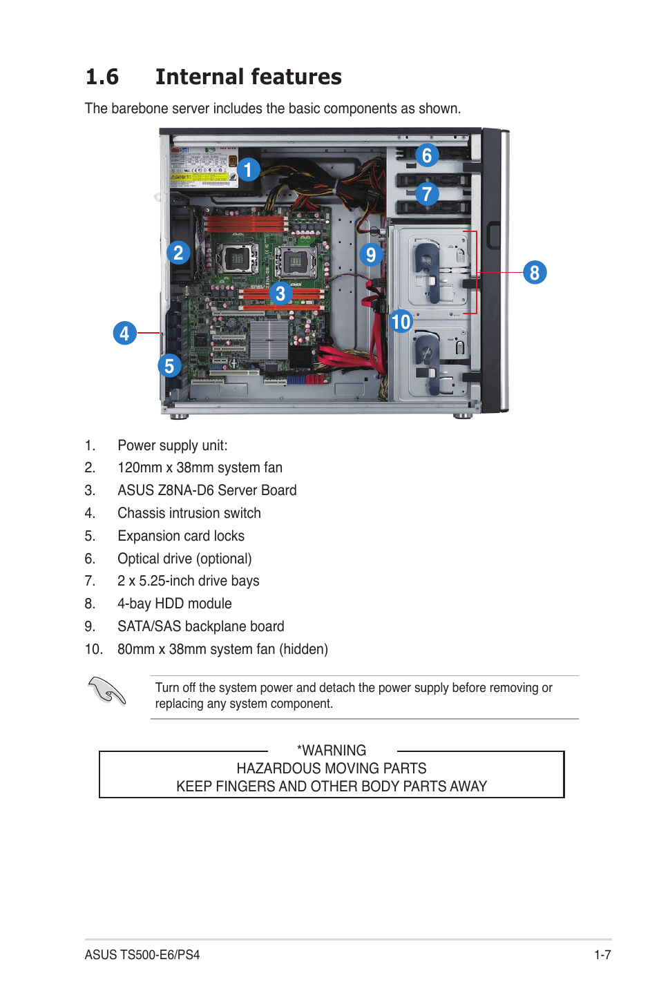 6 internal features, Internal features -7 | Asus TS500-E6/PS4 User Manual | Page 17 / 162