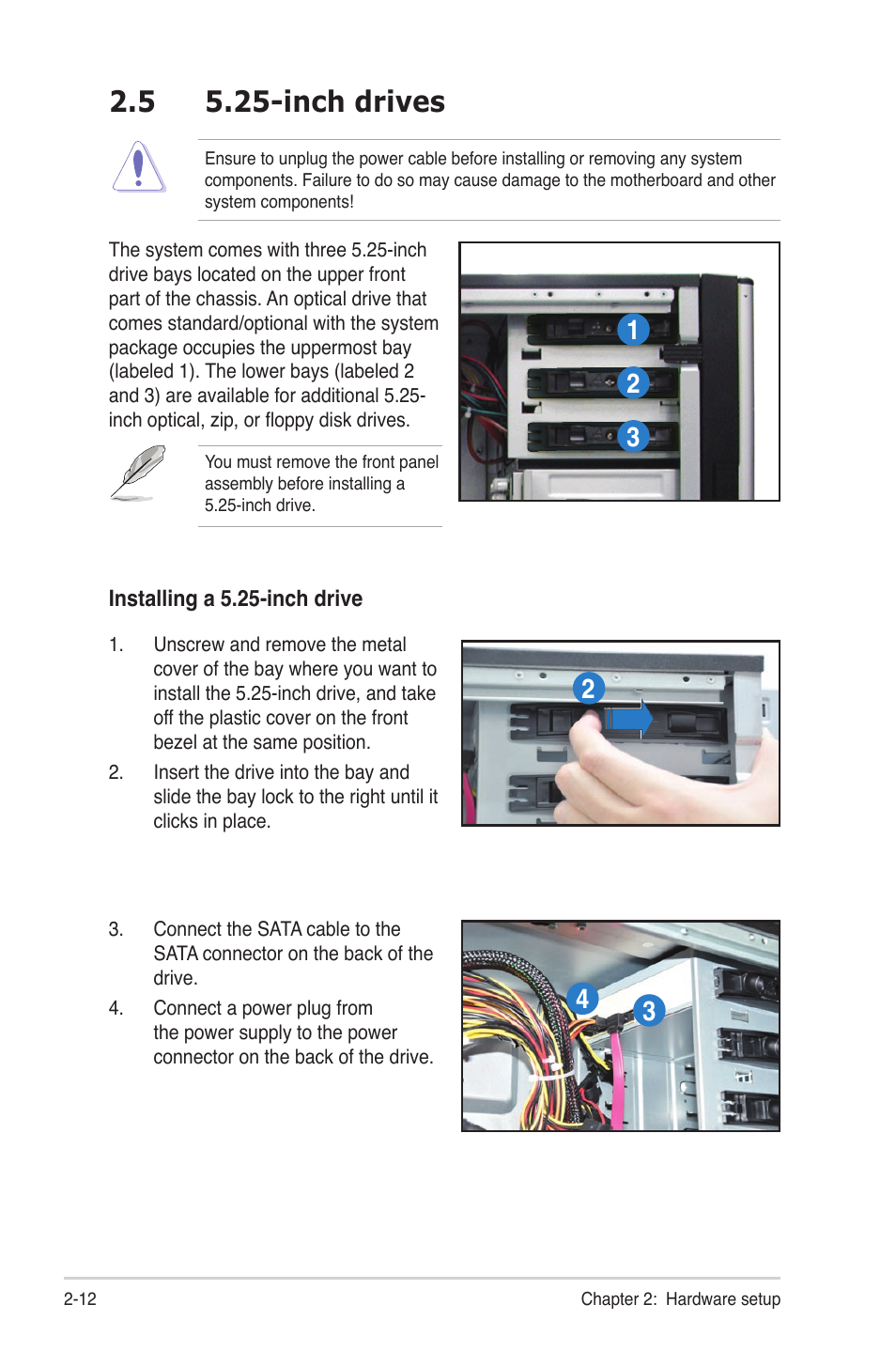 5 5.25-inch drives, Inch drives -12 | Asus TS500-E6/PS4 User Manual | Page 32 / 162