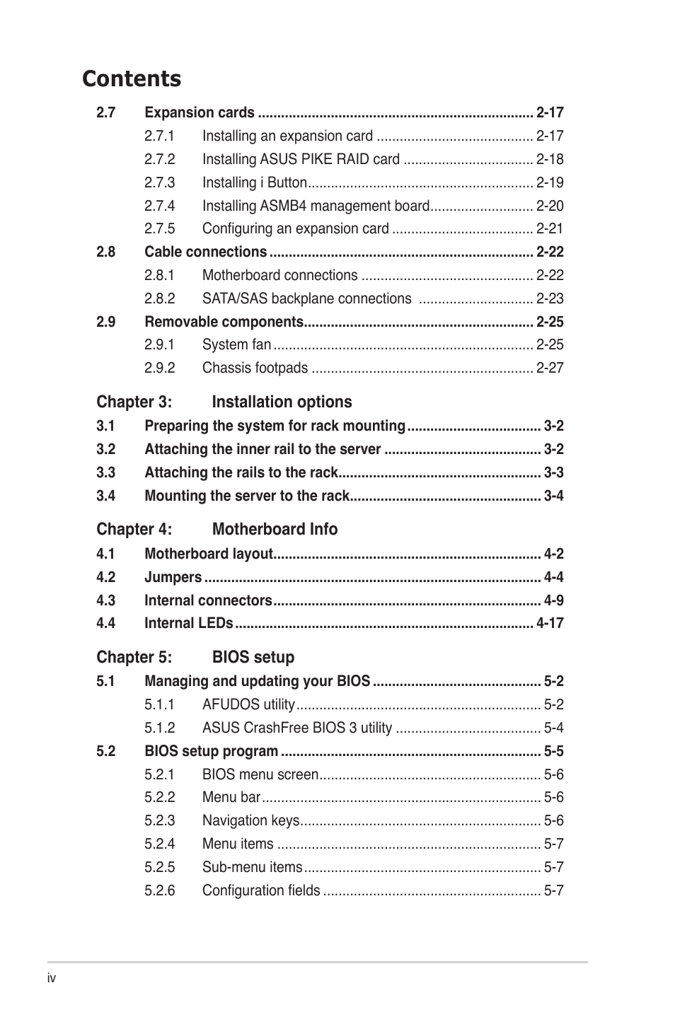 Asus TS500-E6/PS4 User Manual | Page 4 / 162