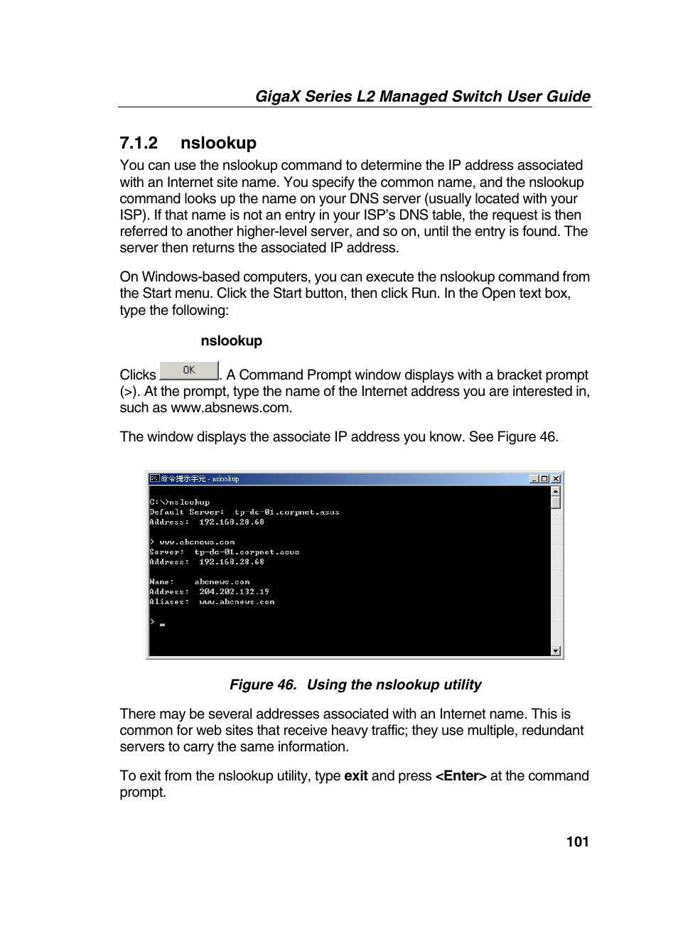 2 nslookup | Asus GigaX2124X/C User Manual | Page 101 / 112