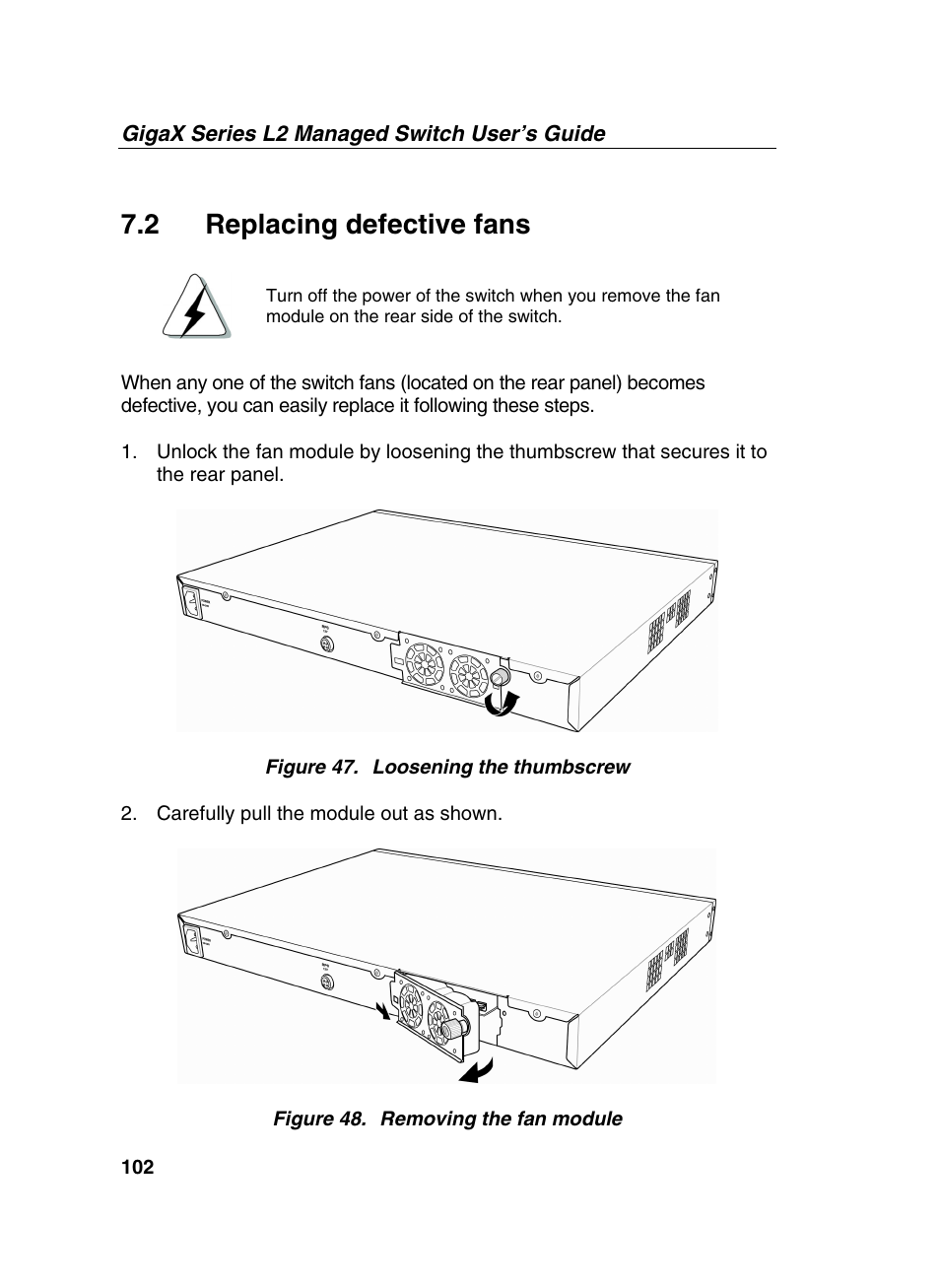 2 replacing defective fans | Asus GigaX2124X/C User Manual | Page 102 / 112