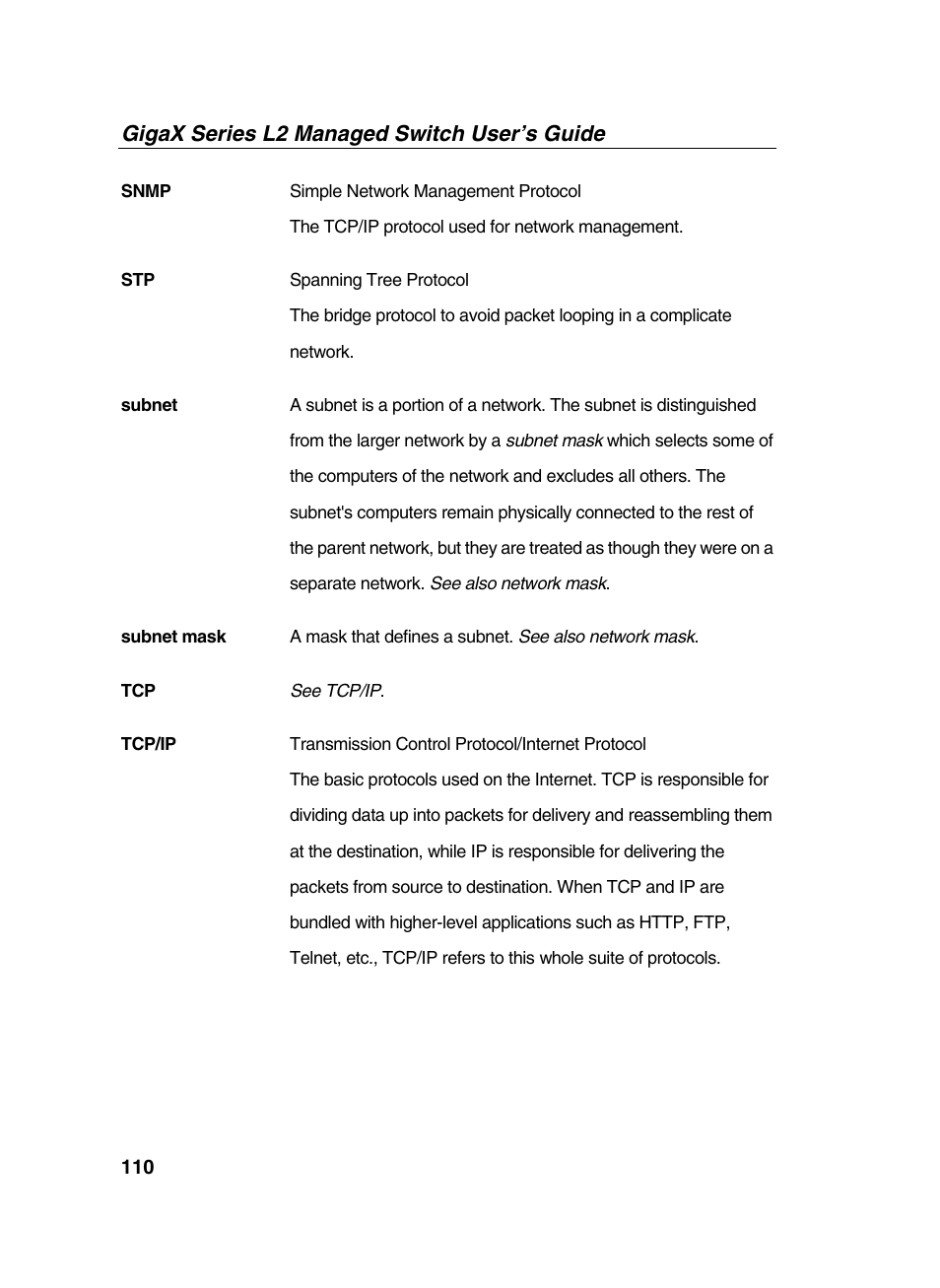 Gigax series l2 managed switch user’s guide | Asus GigaX2124X/C User Manual | Page 110 / 112