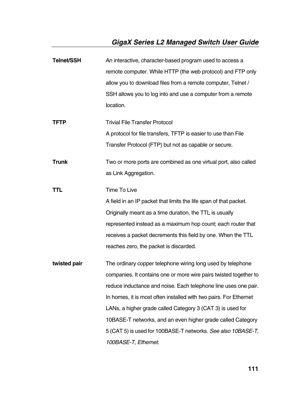 Gigax series l2 managed switch user guide | Asus GigaX2124X/C User Manual | Page 111 / 112