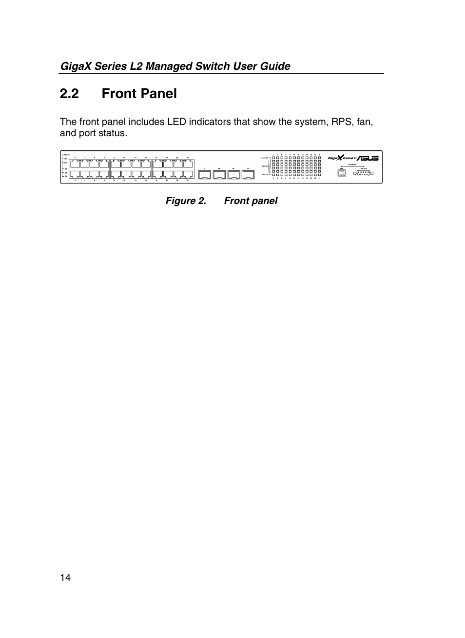 2 front panel | Asus GigaX2124X/C User Manual | Page 14 / 112