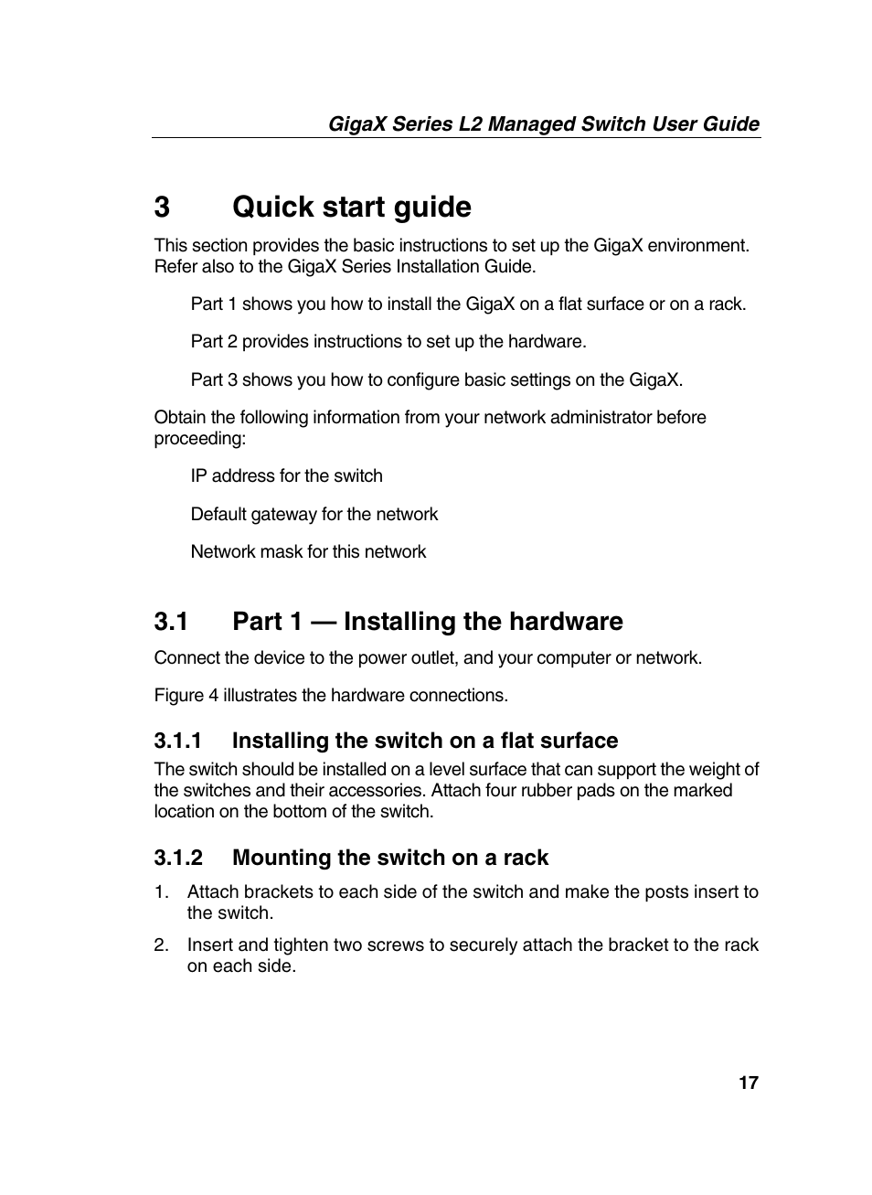 3quick start guide, 1 part 1 — installing the hardware | Asus GigaX2124X/C User Manual | Page 17 / 112