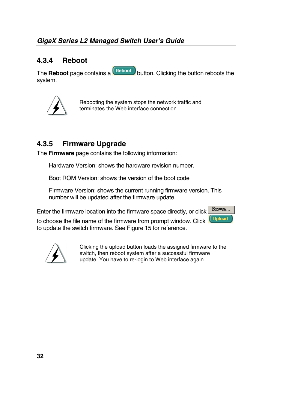 4 reboot, 5 firmware upgrade | Asus GigaX2124X/C User Manual | Page 32 / 112