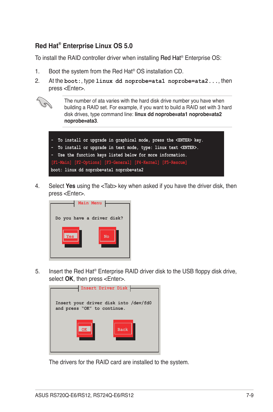Red hat, Enterprise linux os 5.0 | Asus RS724Q-E6/RS12 User Manual | Page 145 / 166