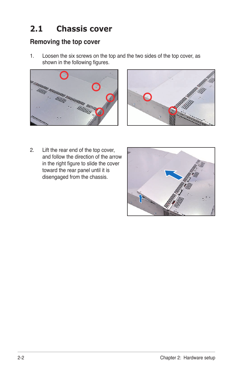 1 chassis cover, Chassis cover -2 | Asus RS724Q-E6/RS12 User Manual | Page 22 / 166