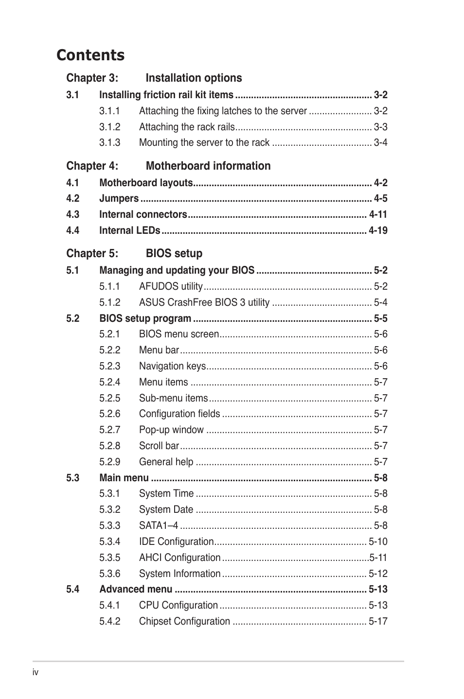 Asus RS724Q-E6/RS12 User Manual | Page 4 / 166