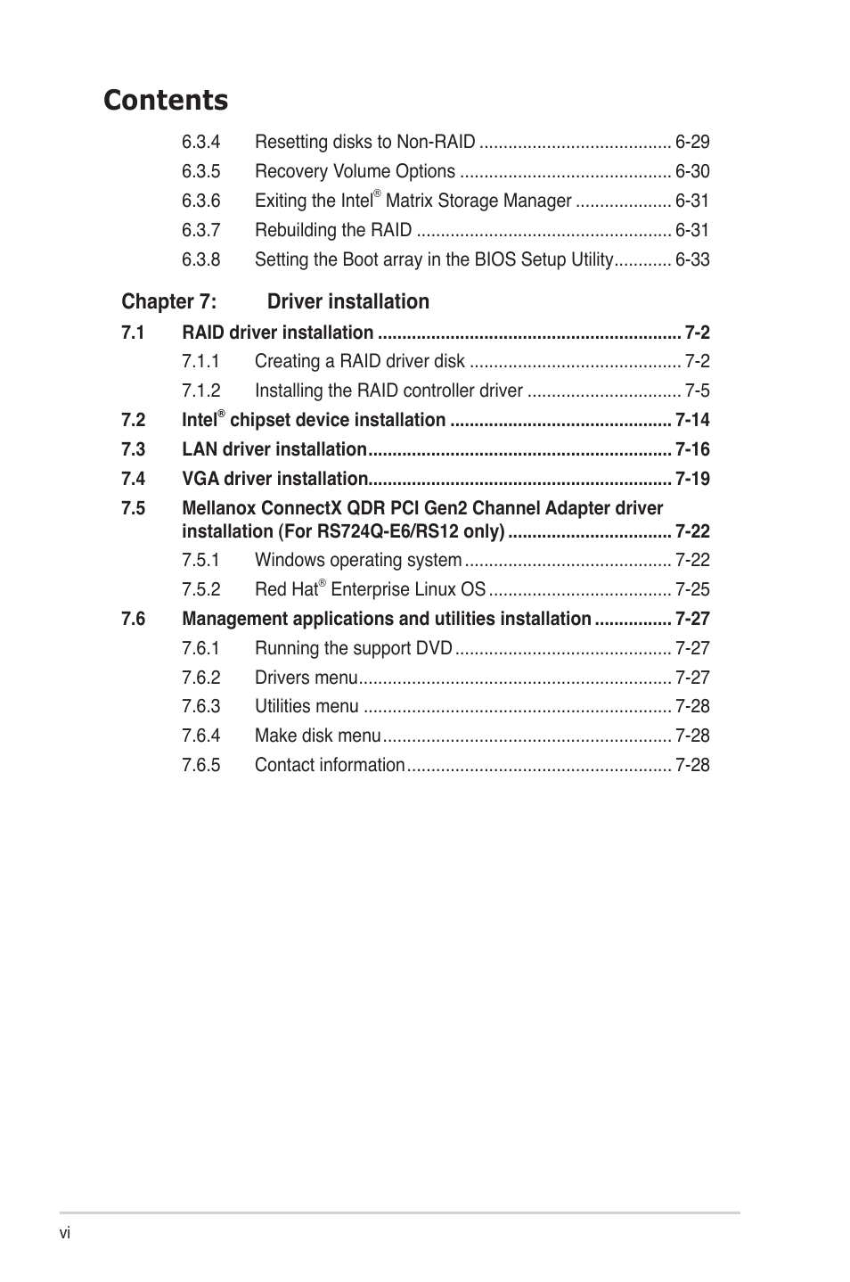 Asus RS724Q-E6/RS12 User Manual | Page 6 / 166