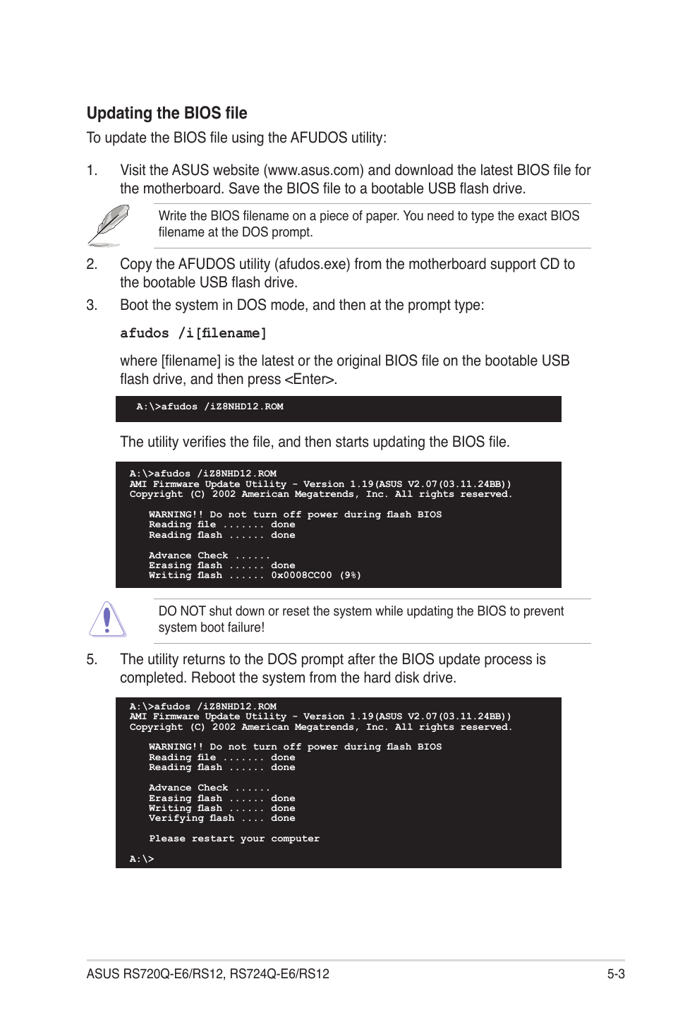 Updating the bios file | Asus RS724Q-E6/RS12 User Manual | Page 69 / 166