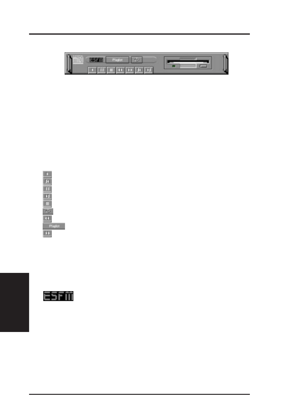 E. audio software, The midi player, Introduction | The midi player controls, The midi player display | Asus P2L-VM User Manual | Page 110 / 116