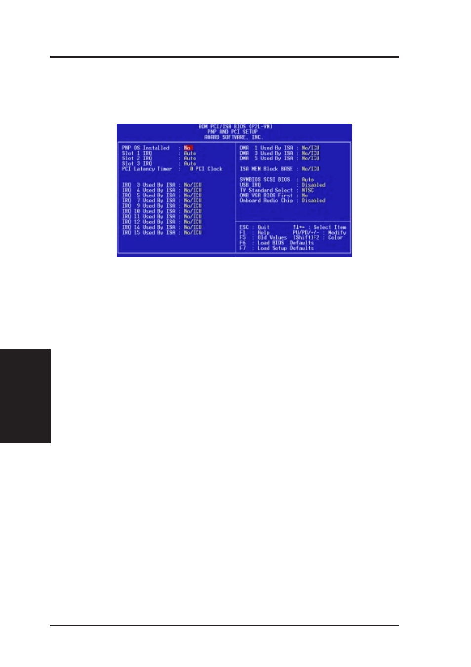 Iv. bios software, Pnp and pci setup | Asus P2L-VM User Manual | Page 52 / 116