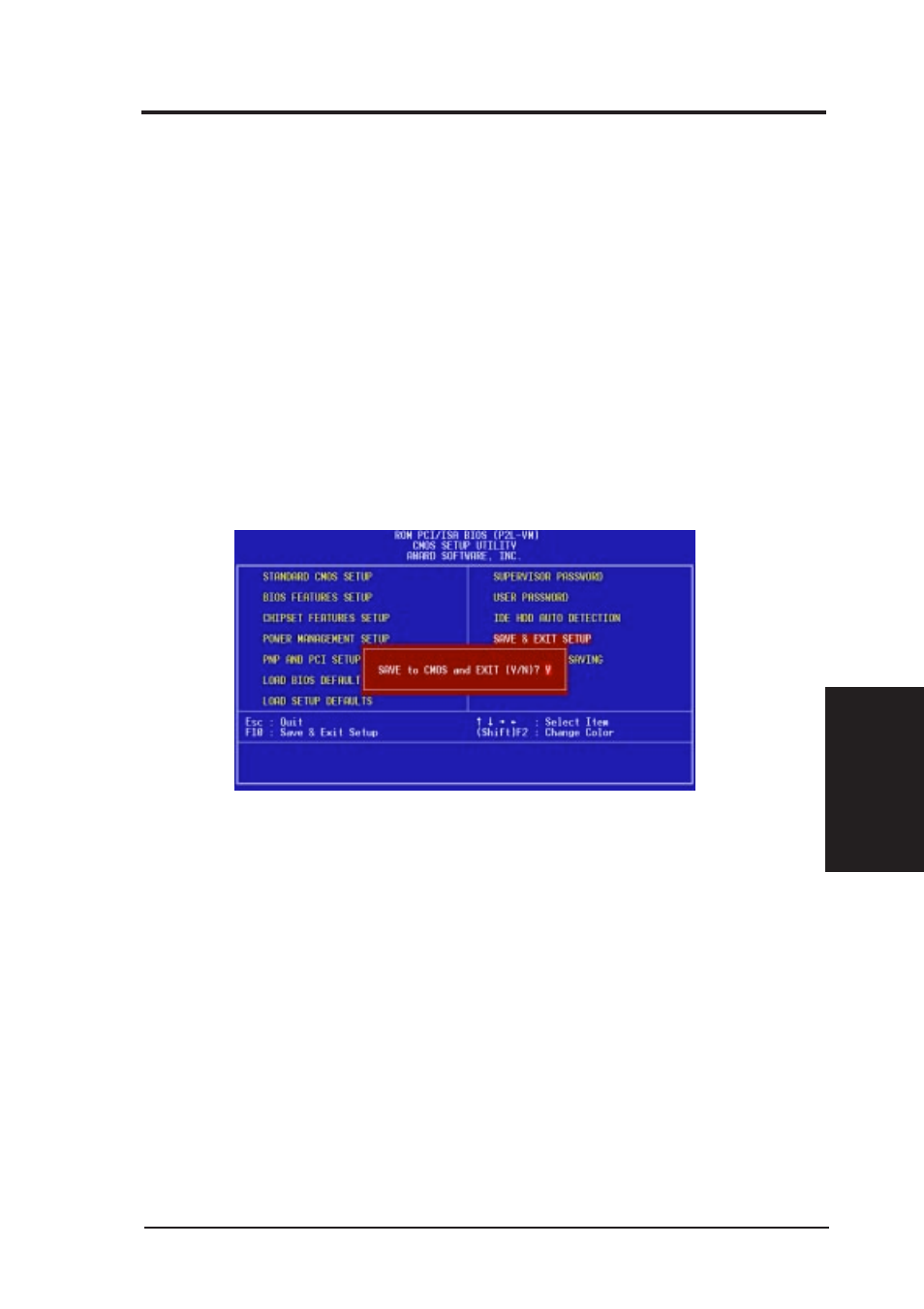 Iv. bios software, Save & exit setup, Exit without saving | Asus P2L-VM User Manual | Page 57 / 116