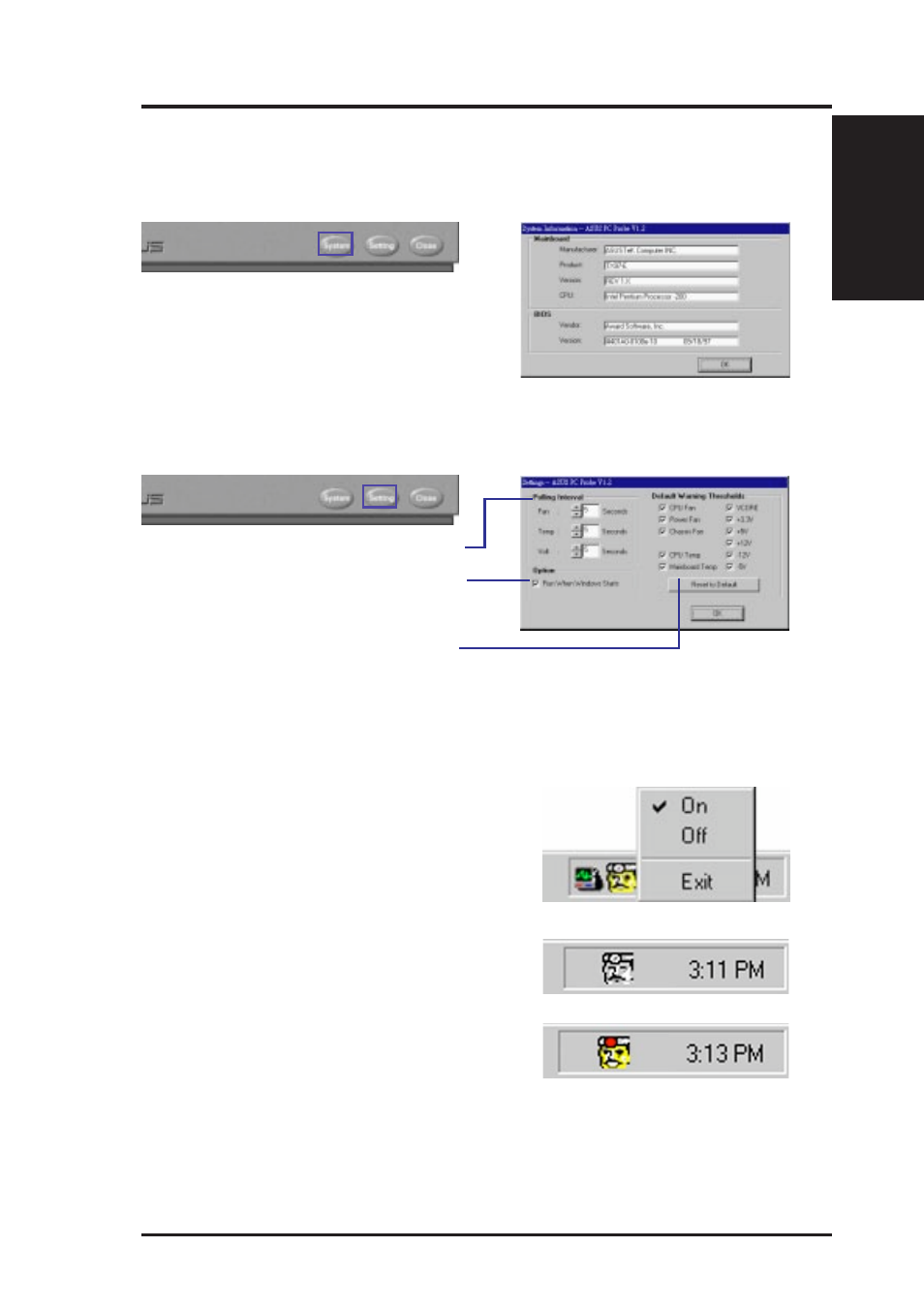 A. pc probe utility, Using the asus pc probe | Asus P2L-VM User Manual | Page 63 / 116