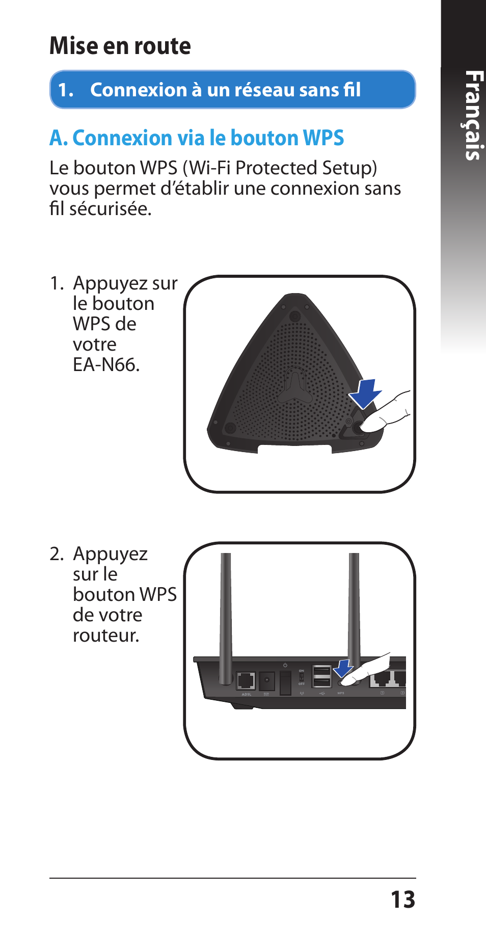 13 franç ais mise en route | Asus EA-N66 User Manual | Page 13 / 44