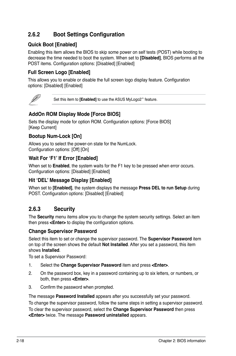 2 boot settings configuration, 3 security, Boot settings configuration -18 | Security -18 | Asus P5KPL-AM EPU User Manual | Page 56 / 60