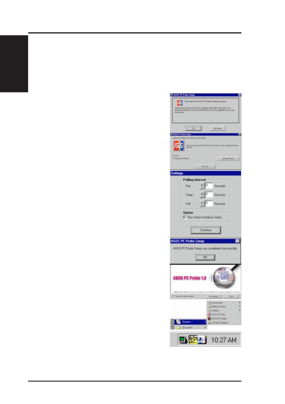 A. pc probe utility, Installing and running asus pc probe | Asus P2E-N User Manual | Page 58 / 120