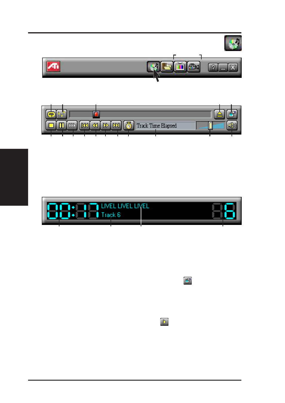 C. video player, Playing audio cds (only in window 95) | Asus P2E-N User Manual | Page 98 / 120