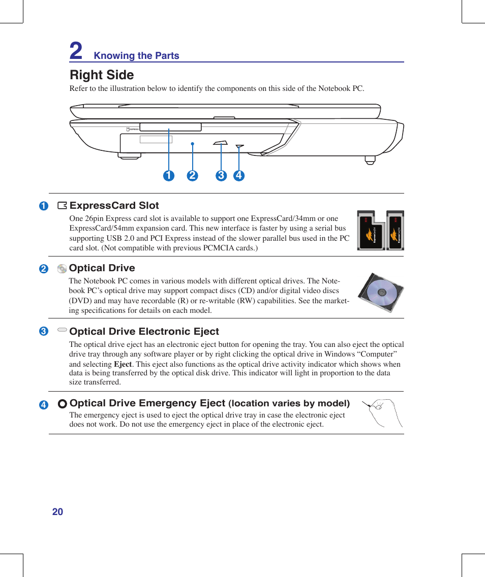 Right side | Asus G70V User Manual | Page 20 / 101