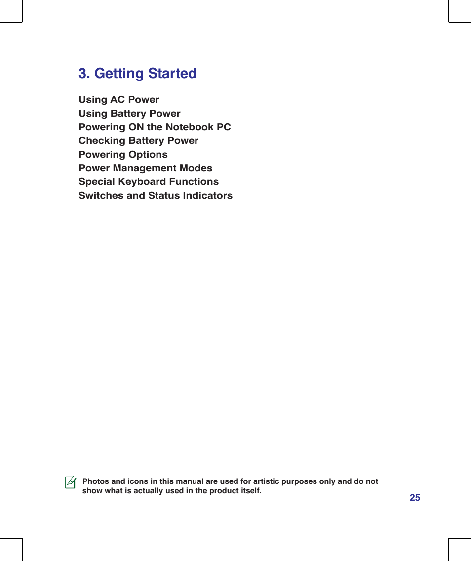 Getting started | Asus G70V User Manual | Page 25 / 101