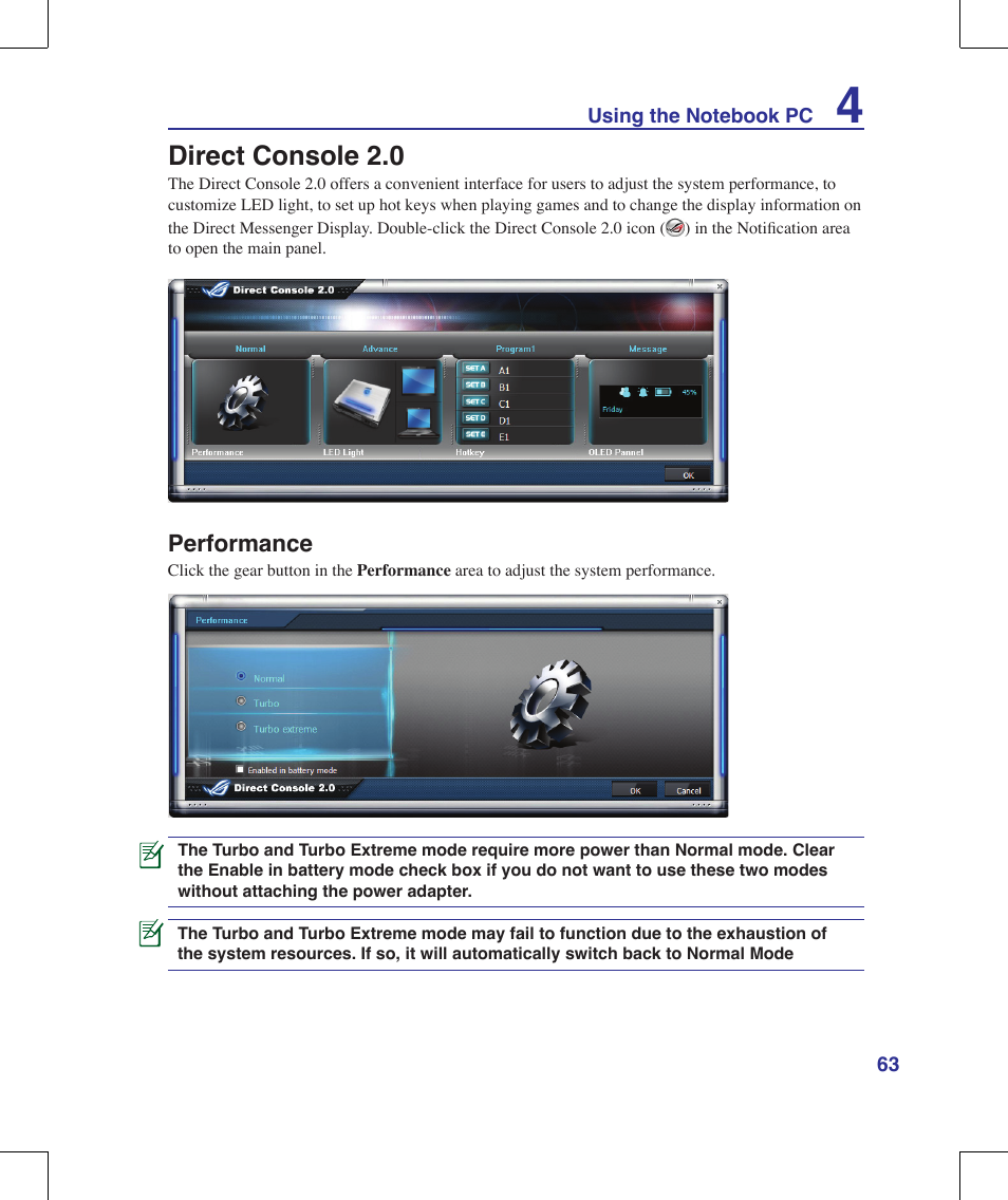 Direct console 2.0 | Asus G70V User Manual | Page 63 / 101