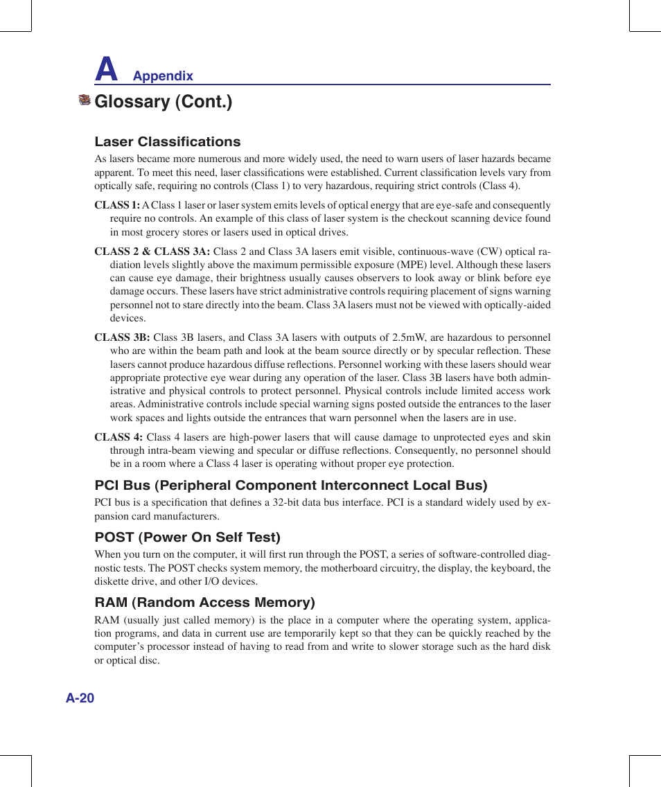 Glossary (cont.) | Asus G70V User Manual | Page 88 / 101