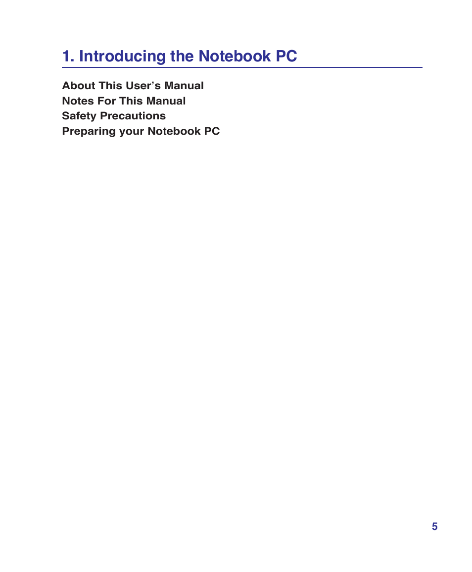 Introducing the notebook pc | Asus U1 User Manual | Page 5 / 87