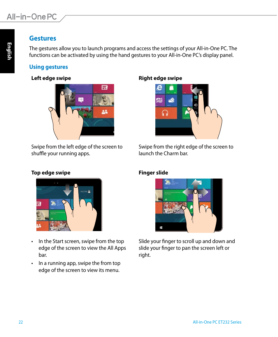 Gestures | Asus ET2322IUTH User Manual | Page 22 / 58