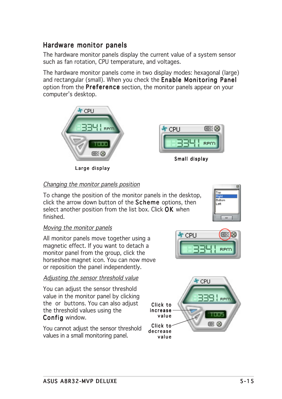 Hardware monitor panels | Asus A8R32-MVP Deluxe User Manual | Page 127 / 168