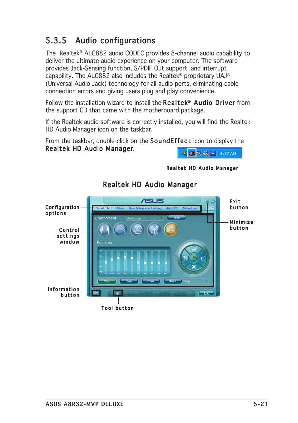 Realtek hd audio manager | Asus A8R32-MVP Deluxe User Manual | Page 133 / 168