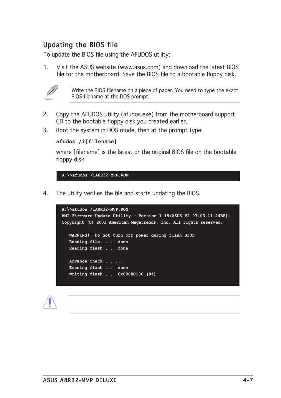 Updating the bios file | Asus A8R32-MVP Deluxe User Manual | Page 71 / 168