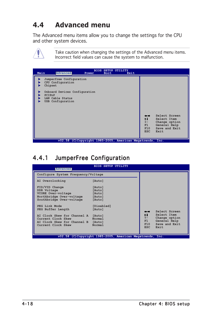 4 advanced menu | Asus A8R32-MVP Deluxe User Manual | Page 82 / 168