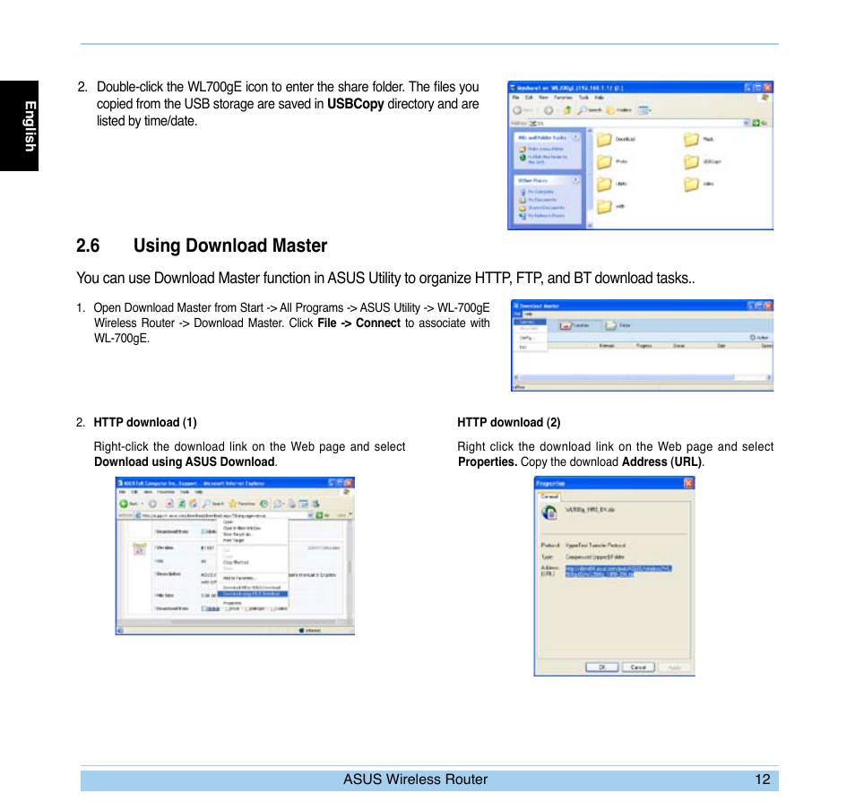 6 using download master | Asus WL-700gE User Manual | Page 13 / 169