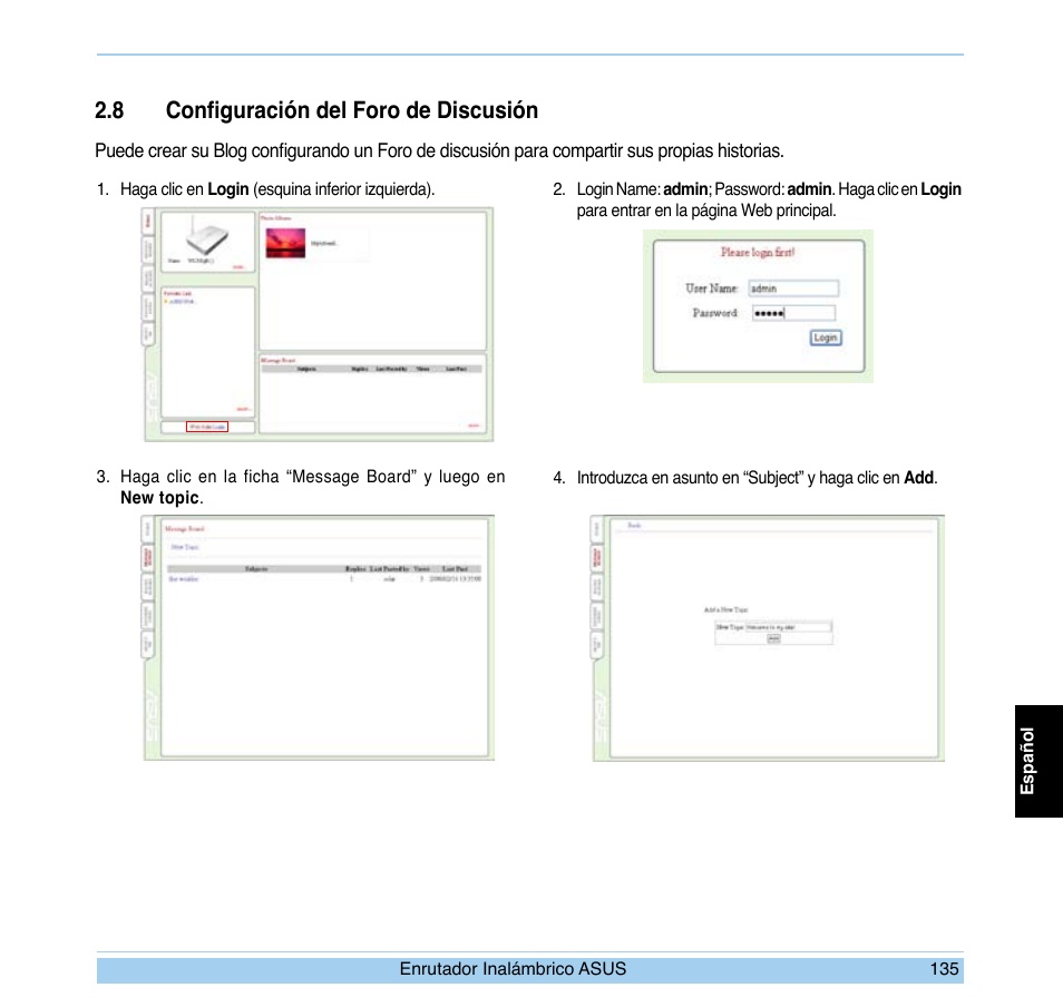 8 configuración del foro de discusión | Asus WL-700gE User Manual | Page 136 / 169