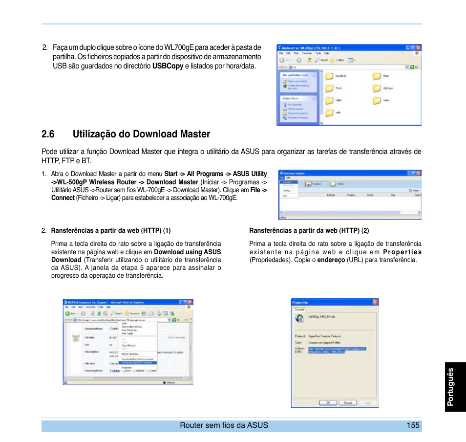 6 utilização do download master | Asus WL-700gE User Manual | Page 156 / 169