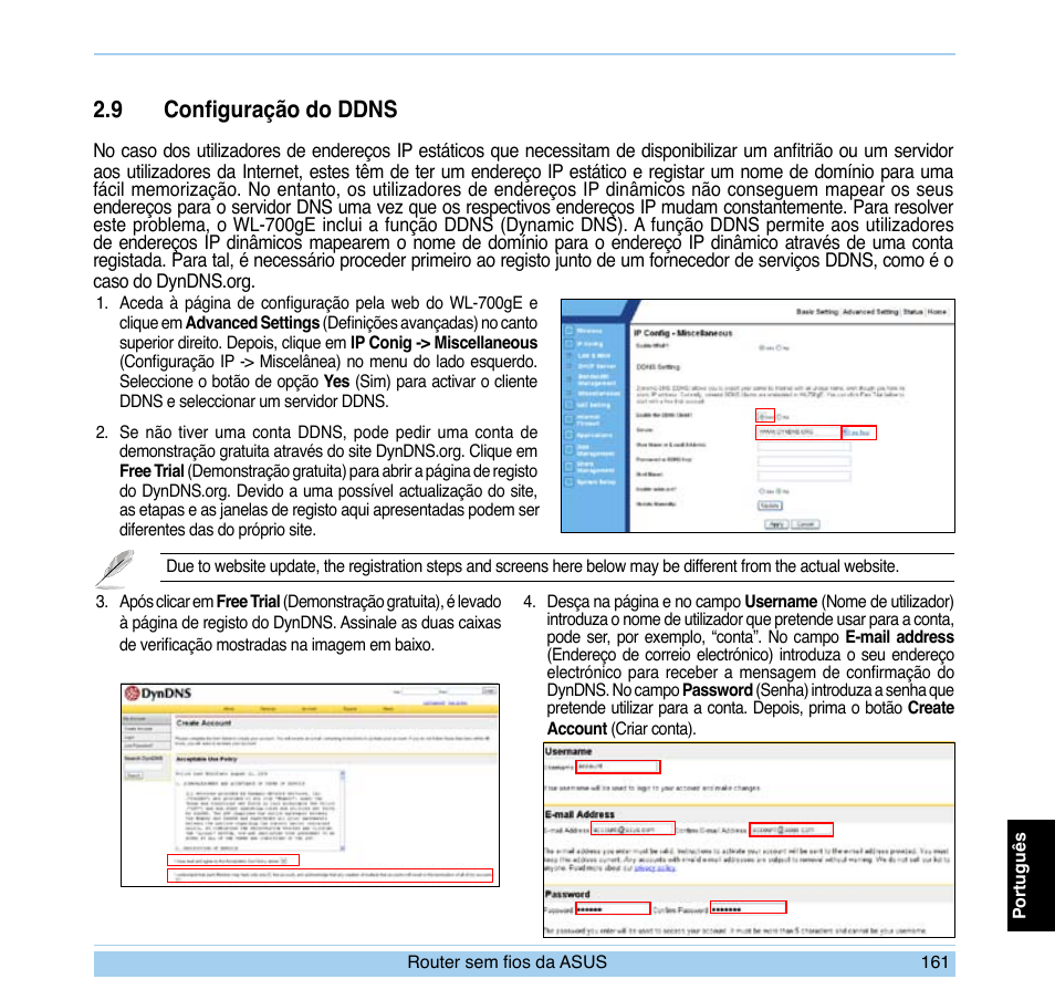 9 configuração do ddns | Asus WL-700gE User Manual | Page 162 / 169