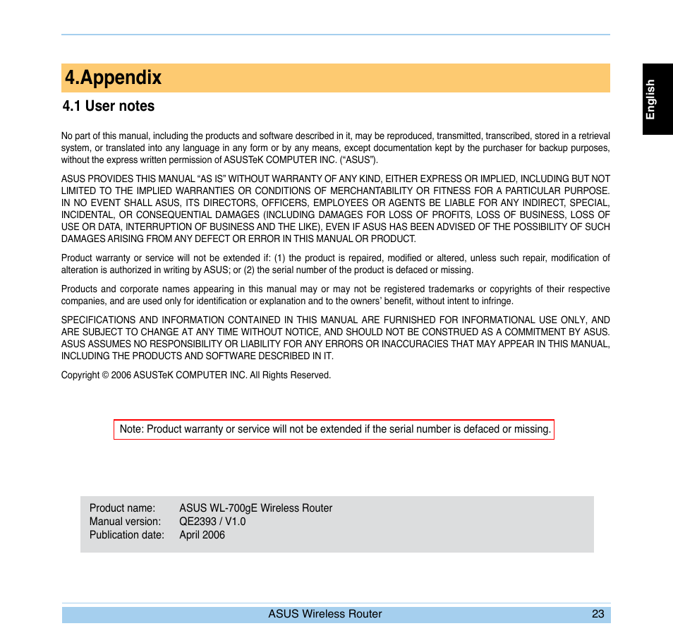 Appendix | Asus WL-700gE User Manual | Page 24 / 169