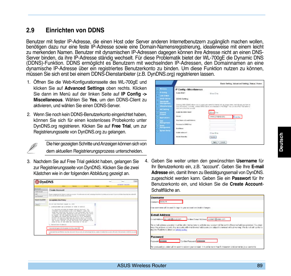 9 einrichten von ddns | Asus WL-700gE User Manual | Page 90 / 169
