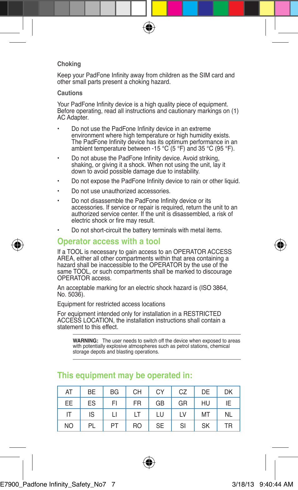 Operator access with a tool, This equipment may be operated in | Asus PadFone Infinity User Manual | Page 7 / 14