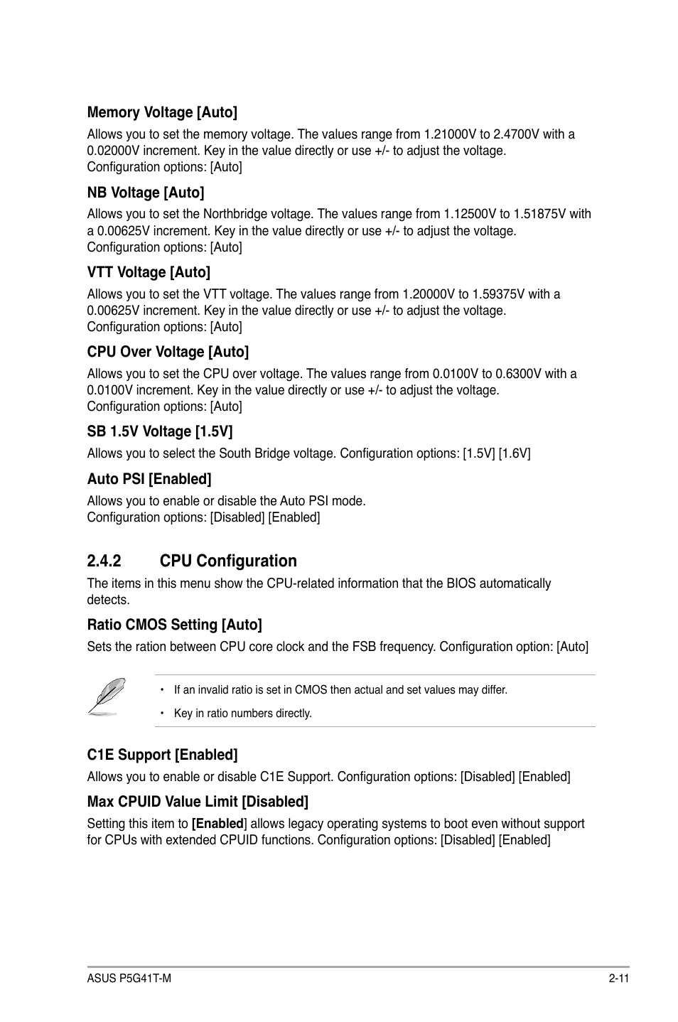 2 cpu configuration, Cpu configuration -11 | Asus P5G41T-M/USB3 User Manual | Page 47 / 58