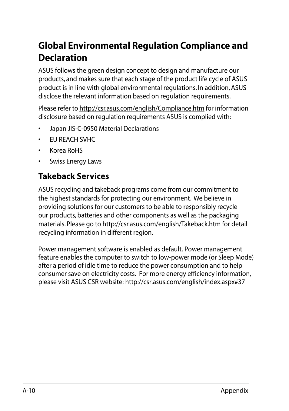 Takeback services | Asus Eee PC R051PW User Manual | Page 56 / 60