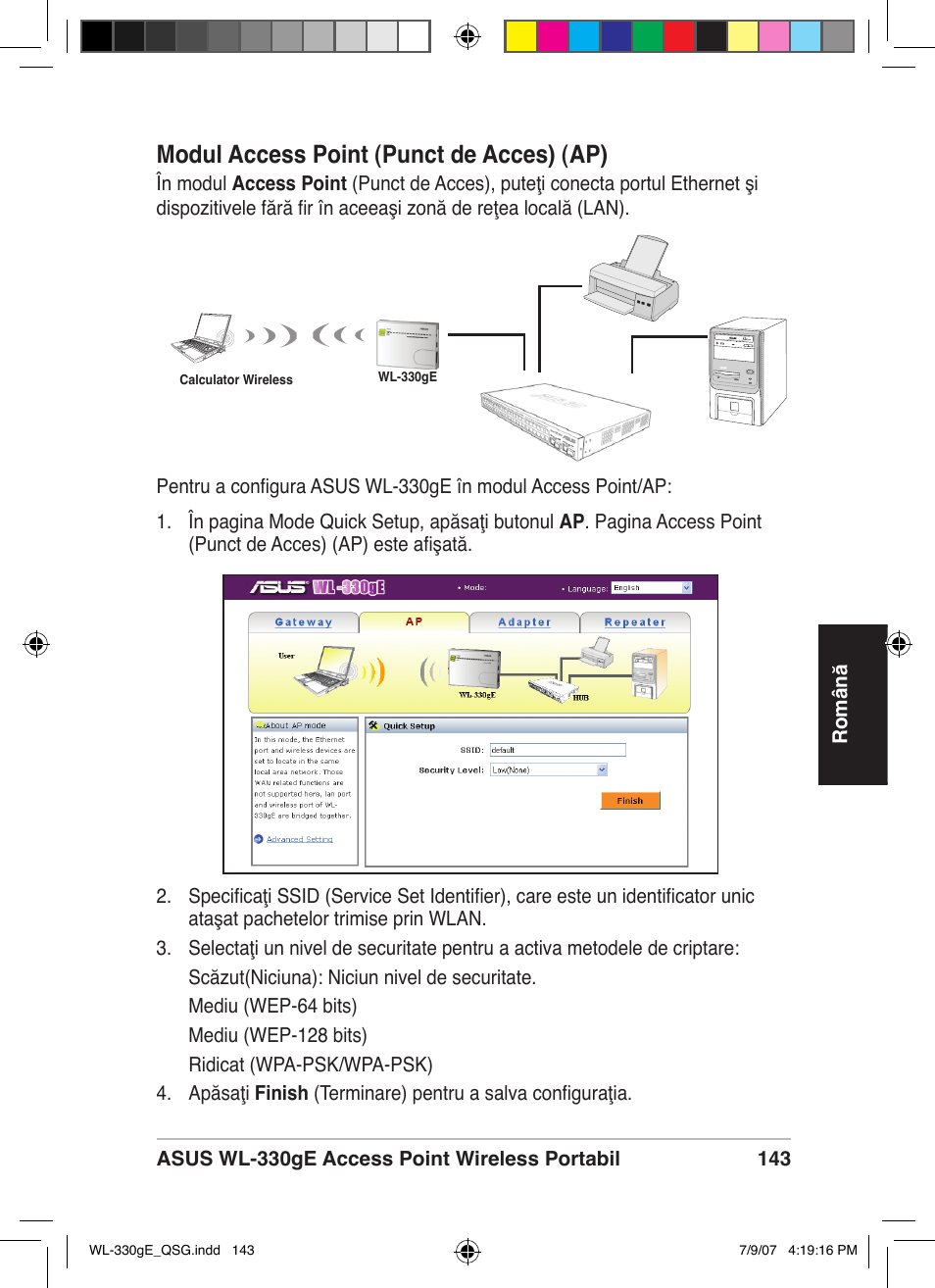 Modul access point (punct de acces) (ap) | Asus WL-330gE User Manual | Page 144 / 229