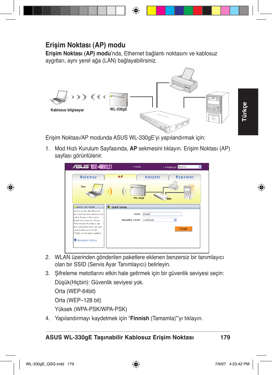 Erişim noktası (ap) modu | Asus WL-330gE User Manual | Page 180 / 229