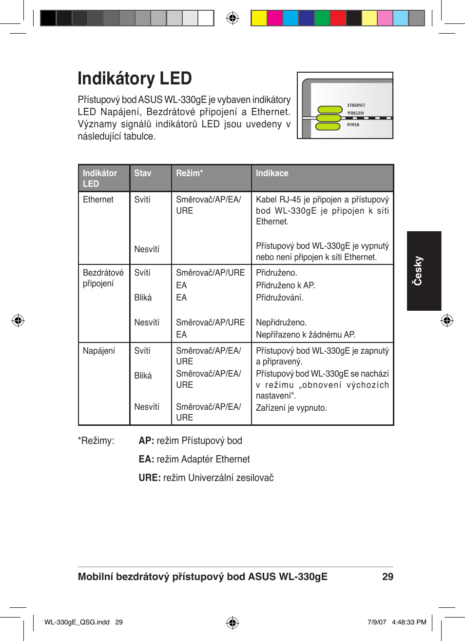 Indikátory led | Asus WL-330gE User Manual | Page 30 / 229