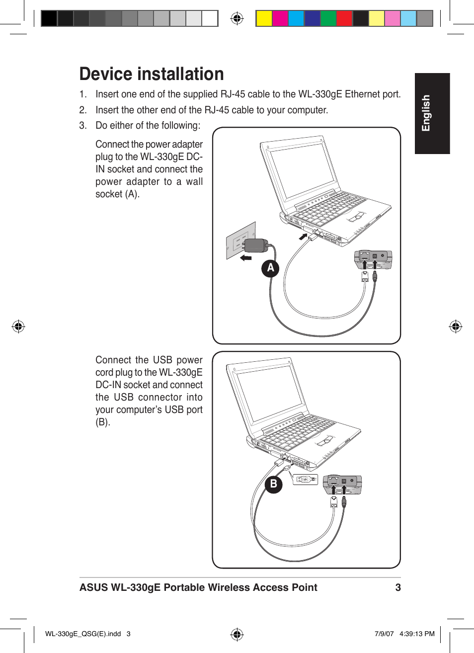 Device installation | Asus WL-330gE User Manual | Page 4 / 229