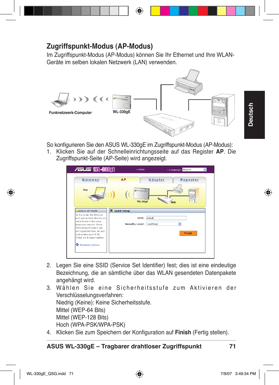 Zugriffspunkt-modus (ap-modus) | Asus WL-330gE User Manual | Page 72 / 229