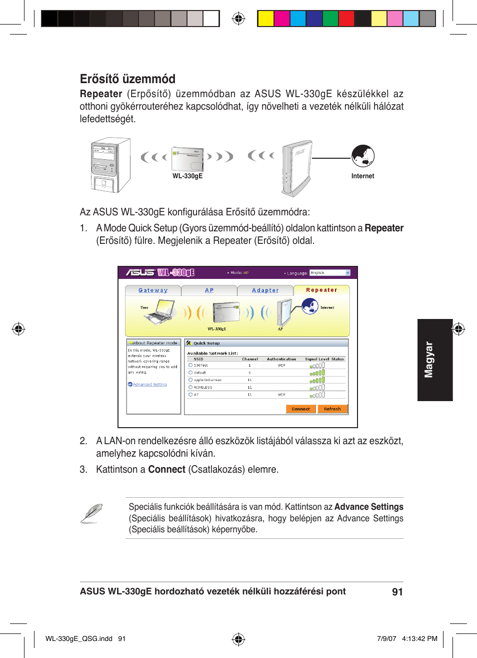 Erősítő üzemmód | Asus WL-330gE User Manual | Page 92 / 229