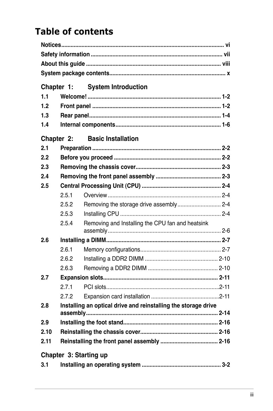 Asus P2-P5945GCX User Manual | Page 3 / 90